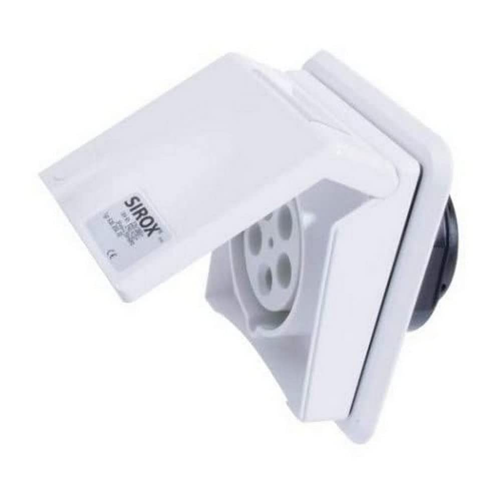 SIROX® CEE-Unterputzsteckdose, 5-polig, 400 V, 6 h Stromstärke 32 A, Farbe verkehrsweiss, Verkehrswe