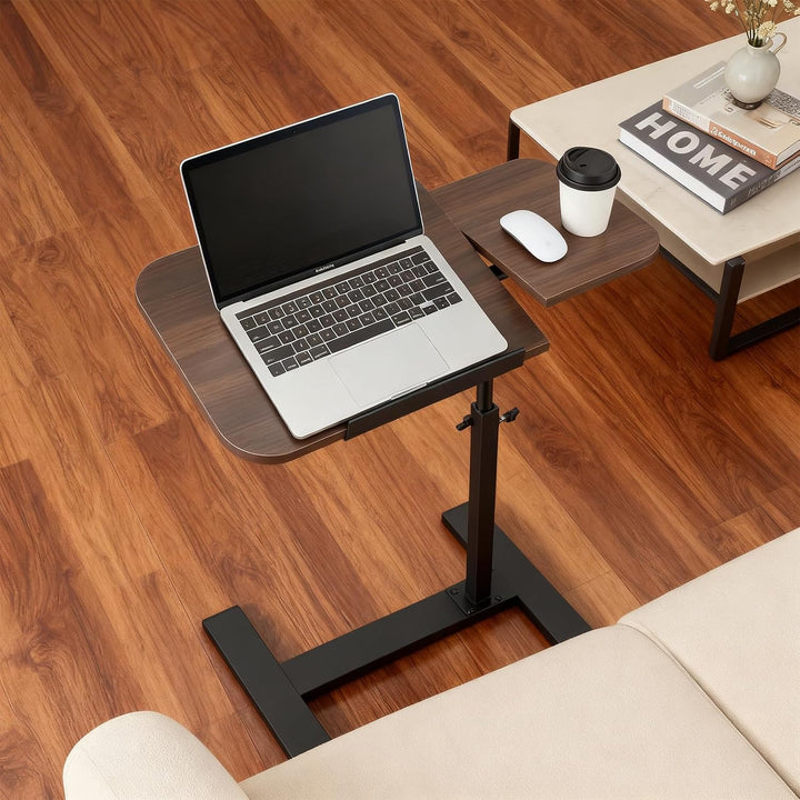 60×40cm Laptop Beistelltisch mit Rollen, Mobiler Betttisch mit neigbarer Arbeitsplatte, Laptoptisch