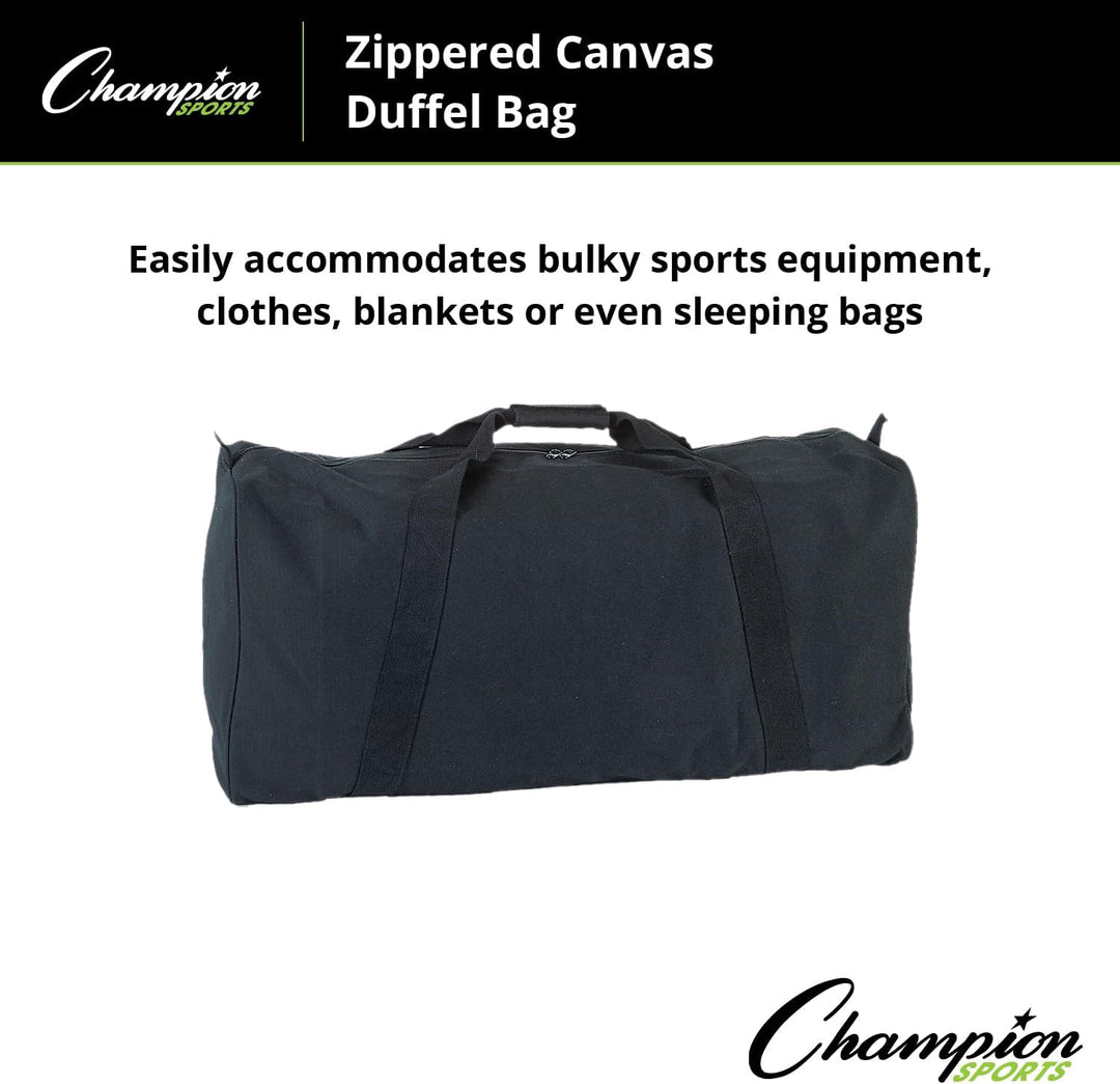 Champion Sports Übergrosse Segeltuch-Reisetasche, 625 ml, mit Griffen Schwarz, Schwarz
