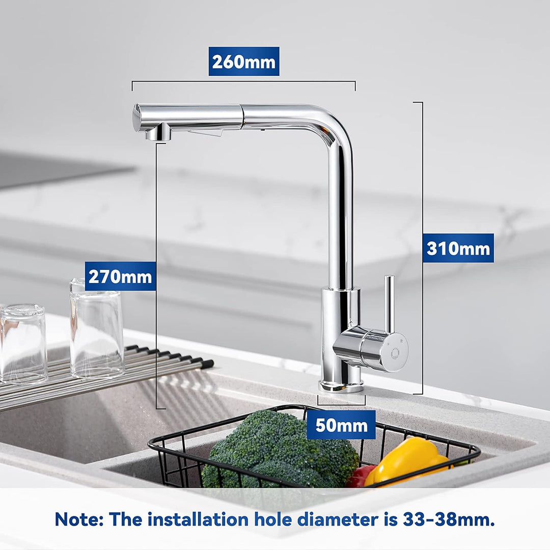 Wasserhahn Küche Ausziehbar, CECIPA Hochdruck Küchenarmatur mit Brause, Mischbatterie Küche mit 2 St