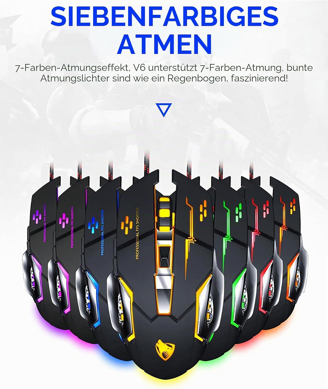 ✅ MOUSE GAMING RGB LED Programmierbare Präzises Metall verkabelt 6 Tasten ergonomisch beleuchtete La