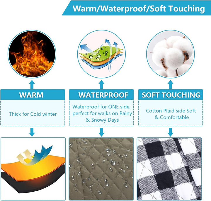 Geyecete Hundemantel Dackel, Dackel Wintermantel, Warmer Quilten Dackelmantel mit Geschirr Loch,Wind