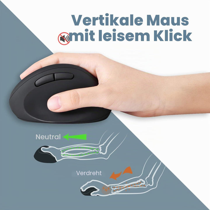 Perixx Periduo-606 Kompakt-Tastatur-Set, ergonomisch, kabellos, vertikal, tragbar, mit Verstellbarer