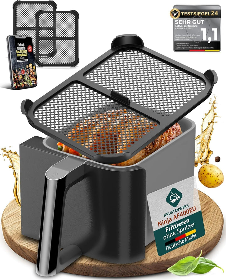 2x Premium Spritzschutz Ninja AF400EU | Spritzschutz Airfryer Ninja [TESTSIEGER] Ninja Heissluftfrit