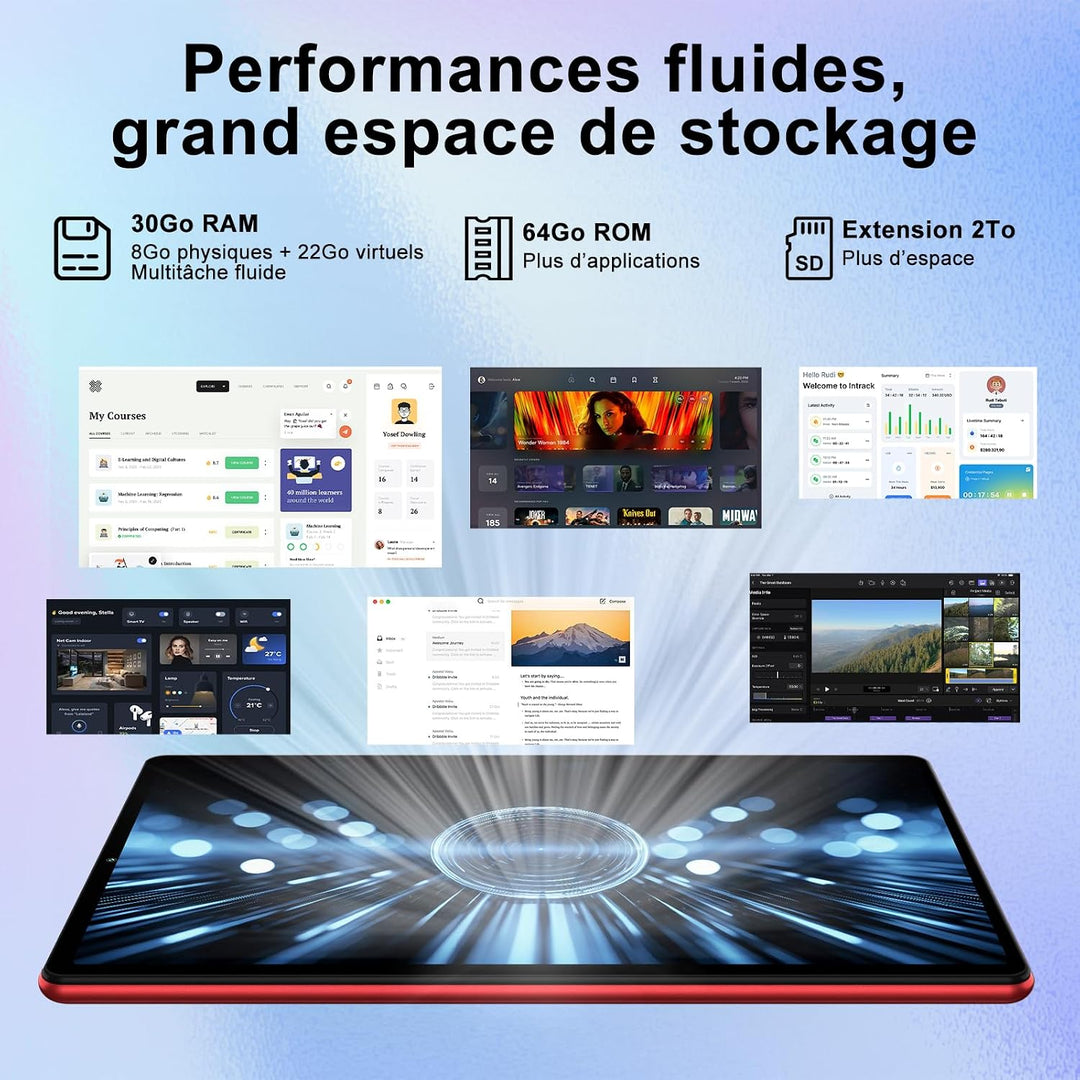 Tablet 10 Zoll Android 15 mit Gemini AI, 30 GB RAM + Erweiterbarer Speicher bis 2 TB, Widevine L1, 5