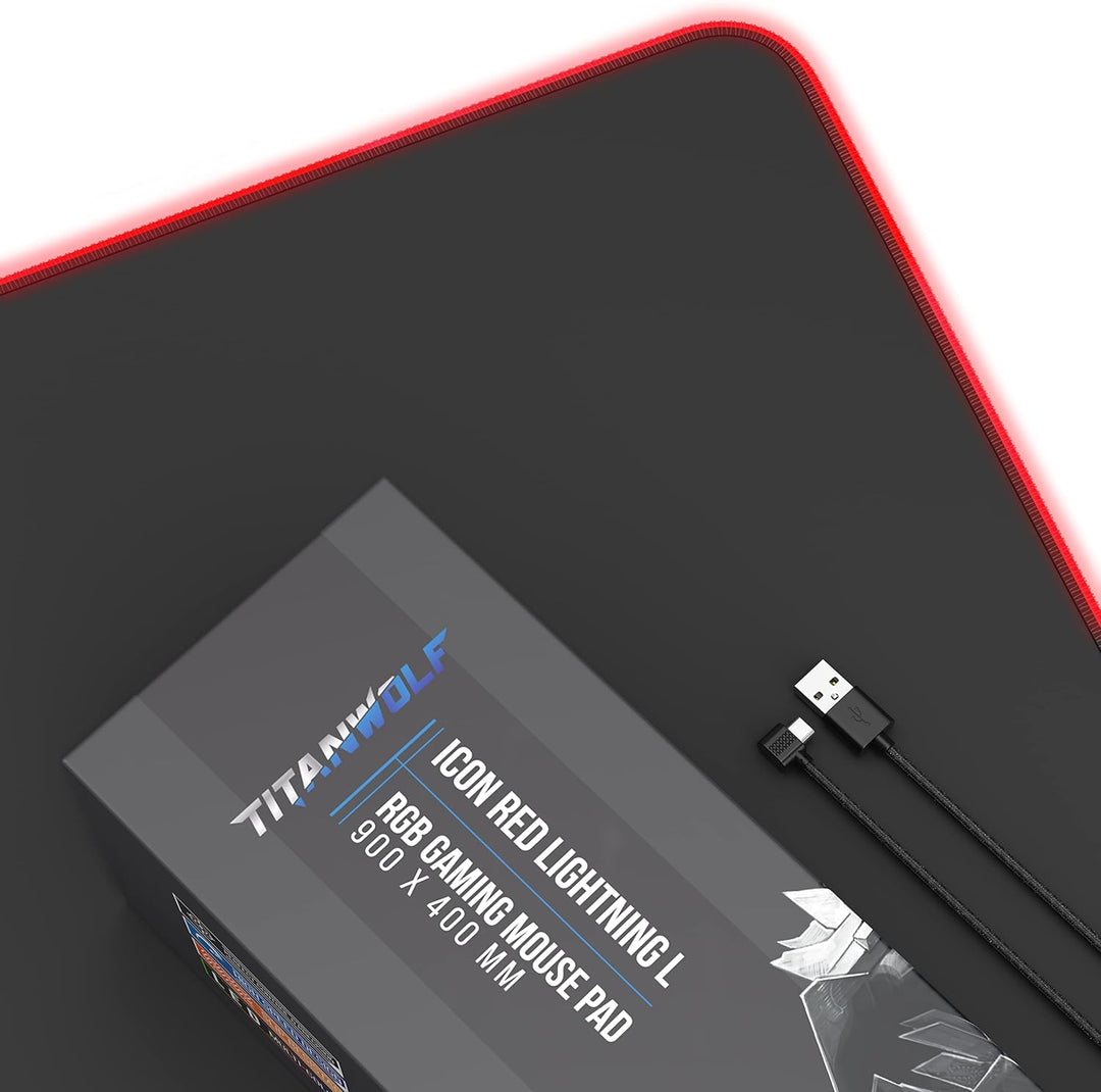 CSL-Computer Titanwolf RGB Gaming Mauspad LED 900 x 400 mm, XXL Beleuchtung, 11 Modi, 7 Farben, wasc