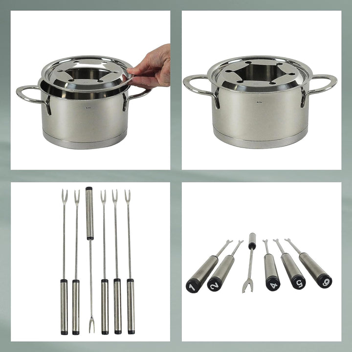 Kela 10968 Fondue-Set, Fleischfondue, 10-teilig, Für 6 Personen, Edelstahl, 1,7 l, Cailin 10-teilig,
