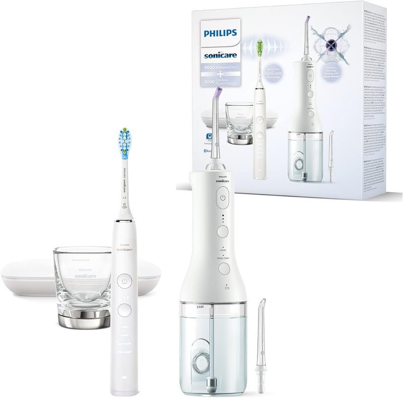 Philips Sonicare kabellose Power Flosser Munddusche und DiamondClean 9000 elektrische Zahnbürste – S