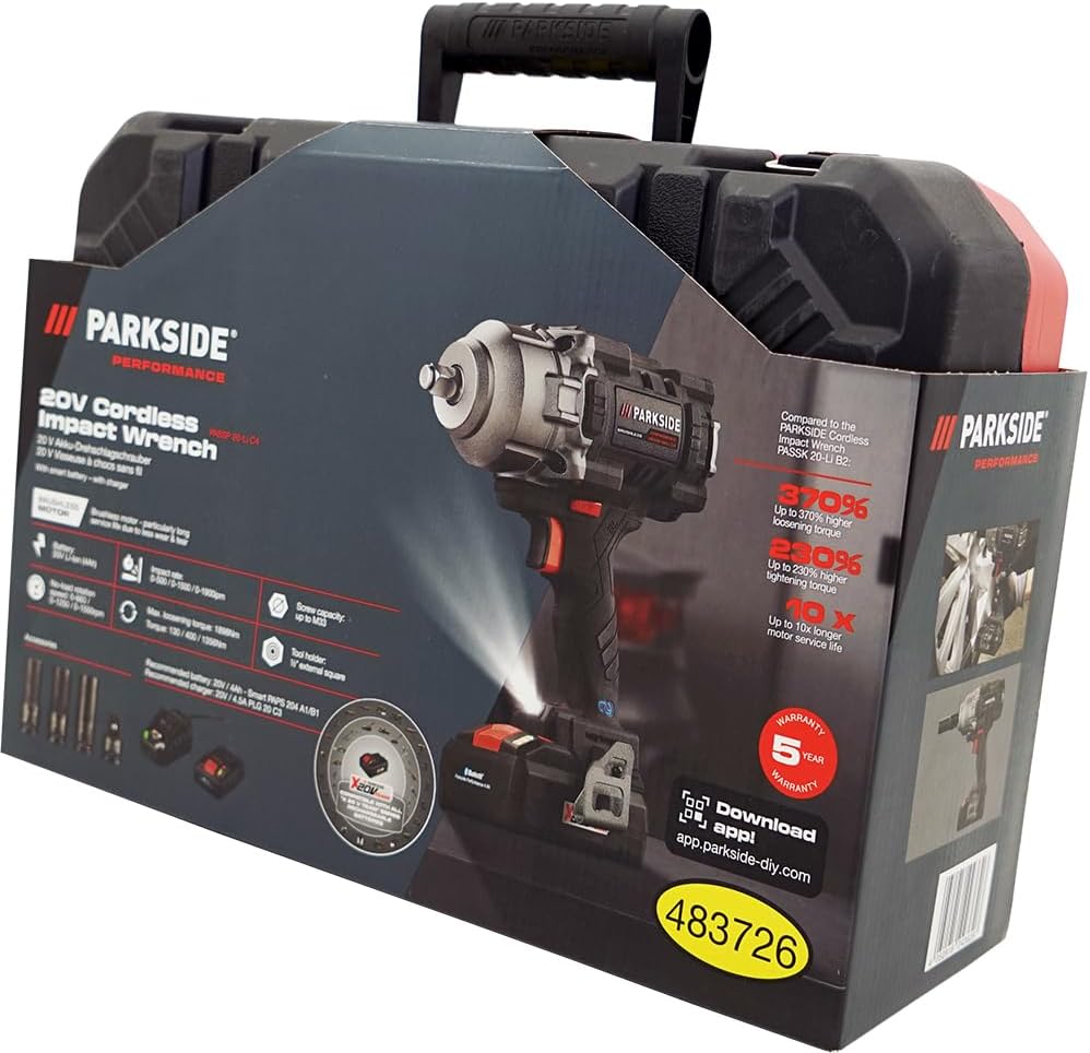 HEADNMORE® Bundle - PARKSIDE PERFORMANCE® Akku Schlagschrauber PASSP 20-Li C4 inkl. 4Ah Smart Akku +