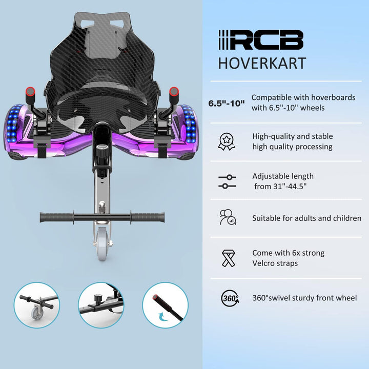 RCB Hoverboards mit Sitz Hoverkart komplett für Kinder, Skateboard mit Set, Hoverboards mit LED Lich