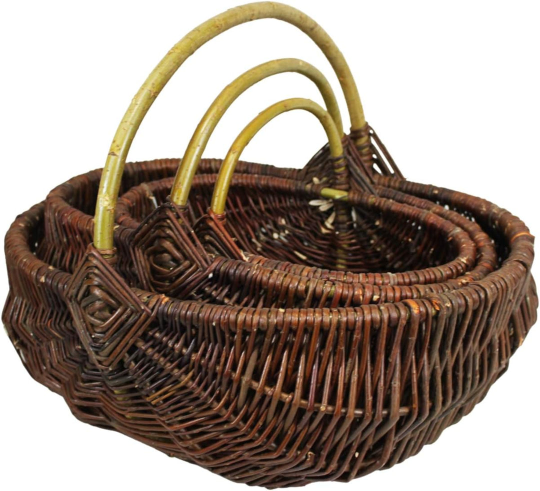 Weidengartenkorb - natürliche Weidenfarbe - rustikal (37 x 23 H 16/26 cm) 37 x 23 H 16 / 26 cm, 37 x