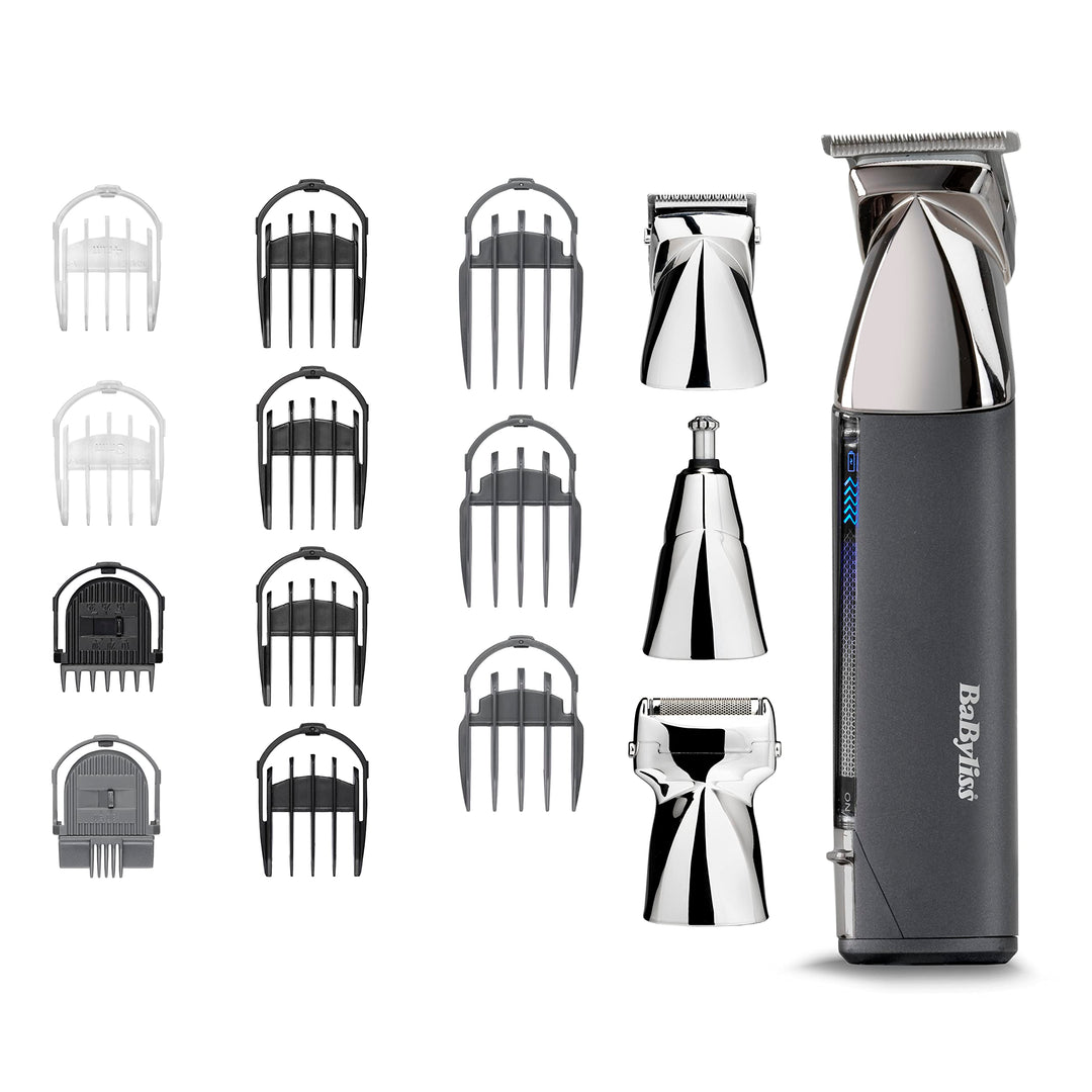 BaByliss Men Super-X Metal Series 15-in-1 Multitrimmer, Silber, Grau, Multi Trimmer