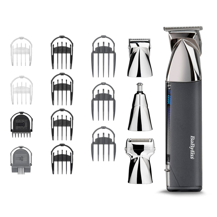 BaByliss Men Super-X Metal Series 15-in-1 Multitrimmer, Silber, Grau, Multi Trimmer