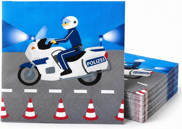 90-TLG Polizei Party Set für Kindergeburtstag mit 6-8 Kinder: Teller, Becher, Servietten, Einladunge