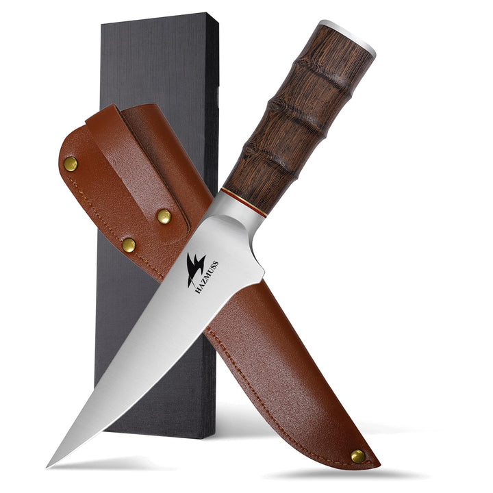 13,5 cm Ausbeinmesser mit Scheide, extra scharfe Ausbeinmesser aus kohlenstoffreichem Edelstahl, ein