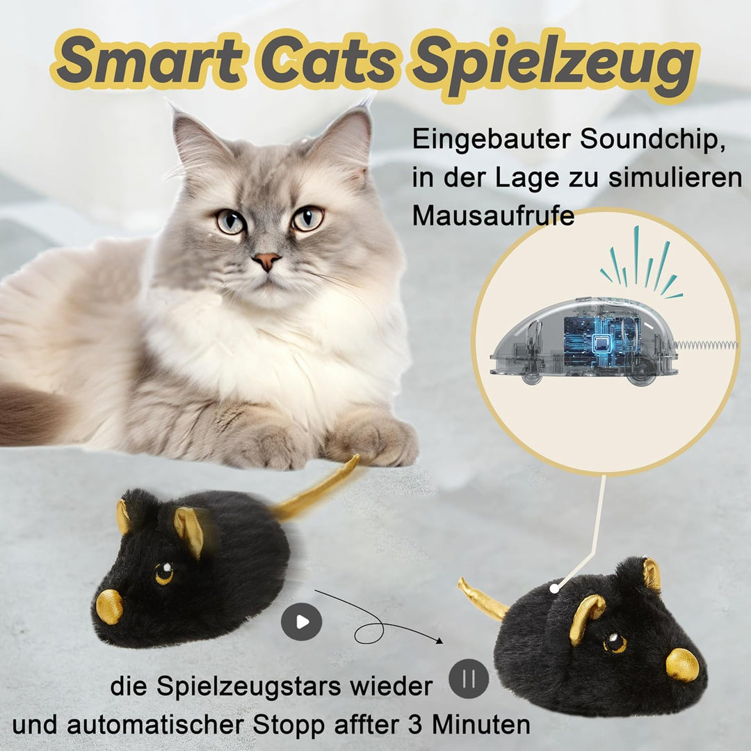 Vealind Katzenspielzeug Elektrisch Spielmaus, Katzenspielzeug Mäuse Spielmäuse für Katze mit Umzug U