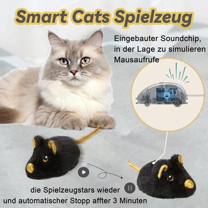Vealind Katzenspielzeug Elektrisch Spielmaus, Katzenspielzeug Mäuse Spielmäuse für Katze mit Umzug U
