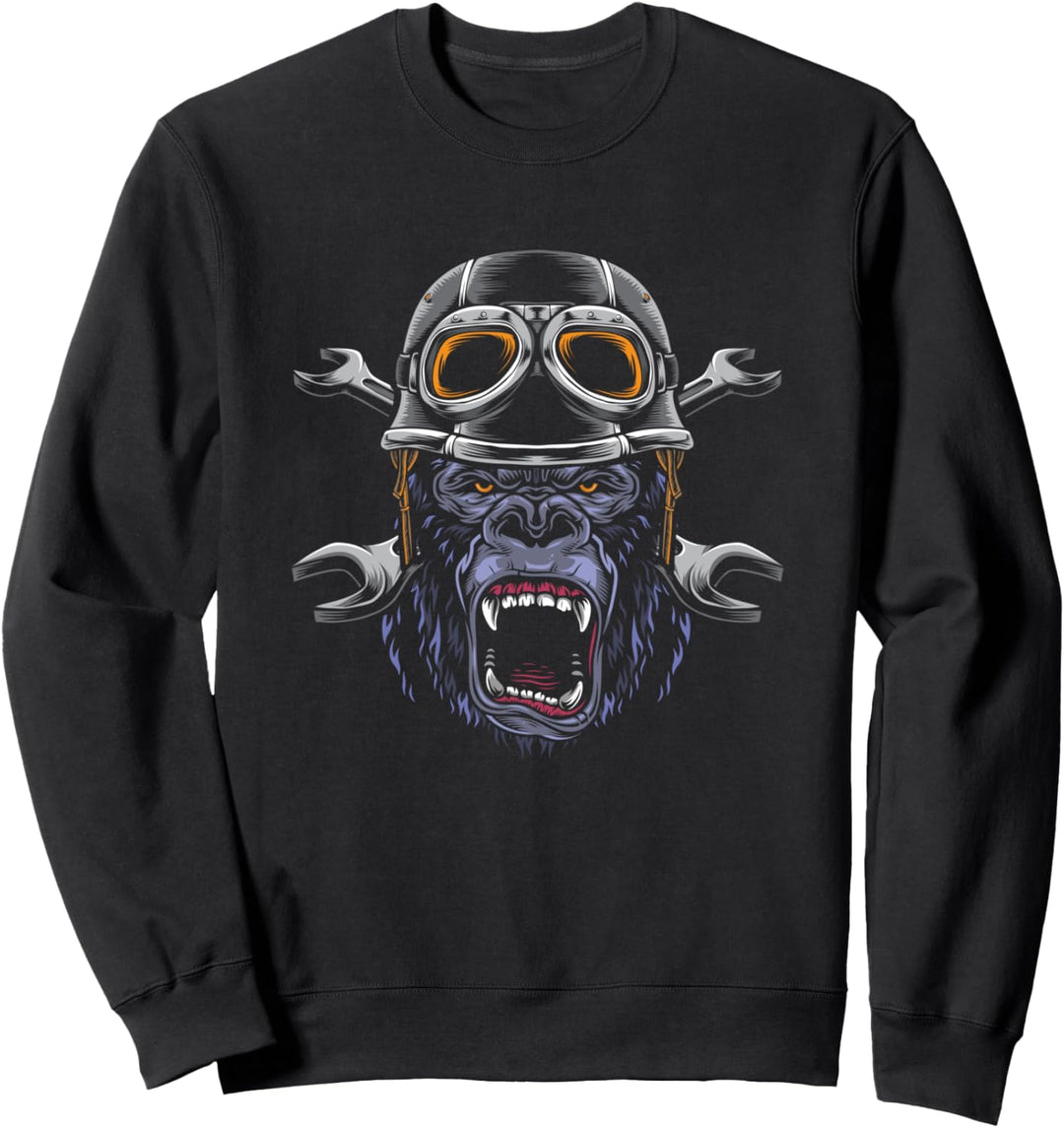 Affe Gorilla Motorrad Biker Silberrücken Affe Sweatshirt