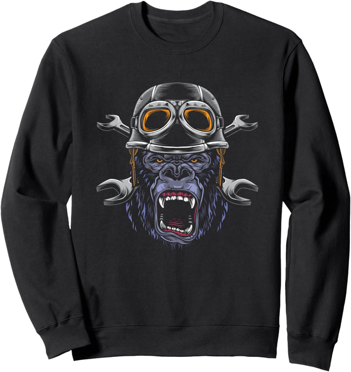 Affe Gorilla Motorrad Biker Silberrücken Affe Sweatshirt