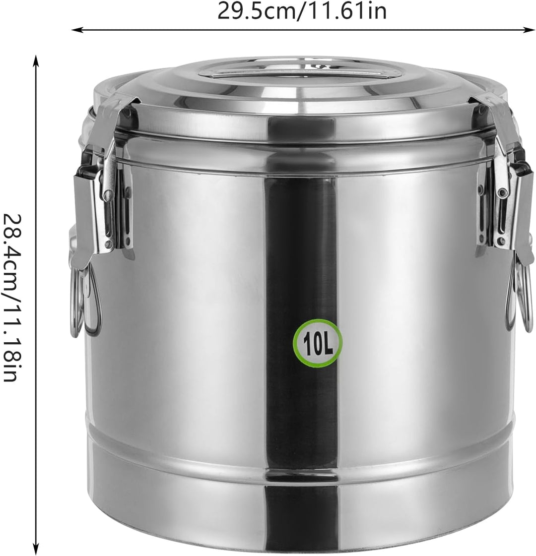 10L Profi Gastro Thermobehälter Edelstahl 304 | Gewerblicher Isolierbehälter mit PU-Schaum & Silikon