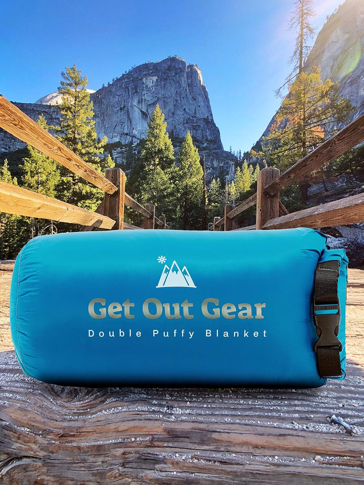 Get Out Gear Doppelt bauschige Campingdecke, extra bauschig, verstaubar, leicht und warm, ideal für