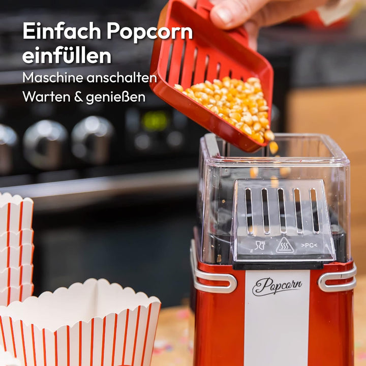 Gadgy Popcornmaschine Heissluft - Retro Popcorn Maker - Popcorn Maschine für Fettfreies Ölfreies Pop
