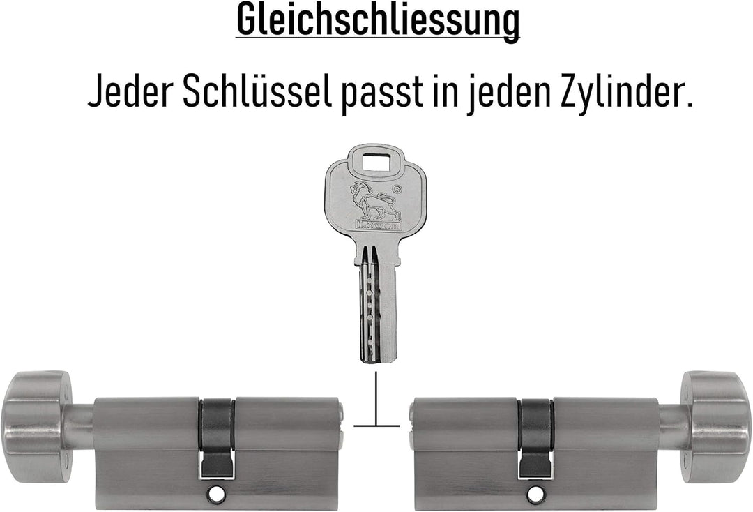 2x Knaufzylinder gleichschliessend KD 70 mm 35/35 (mit Not- und Gefahrenfunktion) inkl. 10x Schlüsse