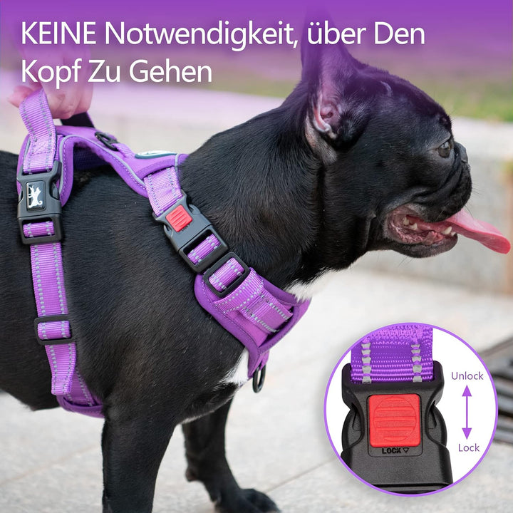 PoyPet Hundegeschirr ohne Zug, Reflektierendes Hundegeschirr für grosse Hunde ohne Würgen, verstellb