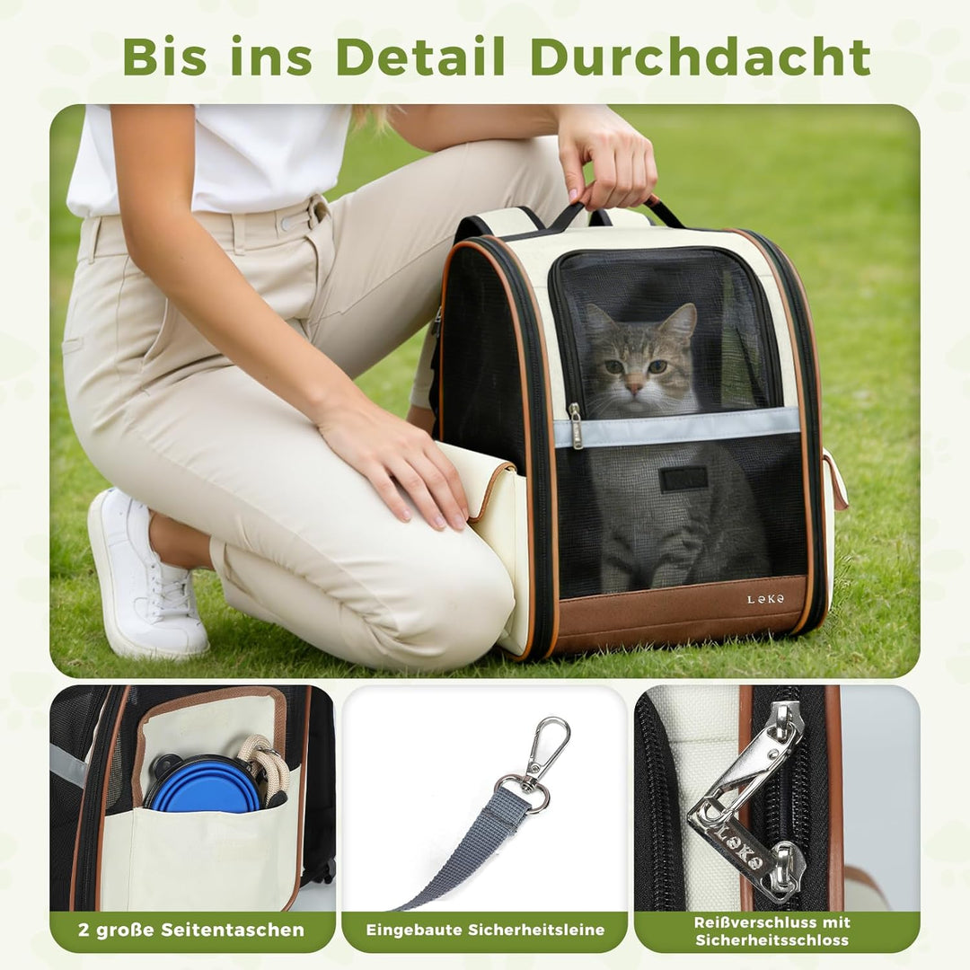 Lekesky Katzen Rucksack Hunderucksack für Mittel/Kleine Haustiere(2-8KG), KatzenRucksack mit Netzfen