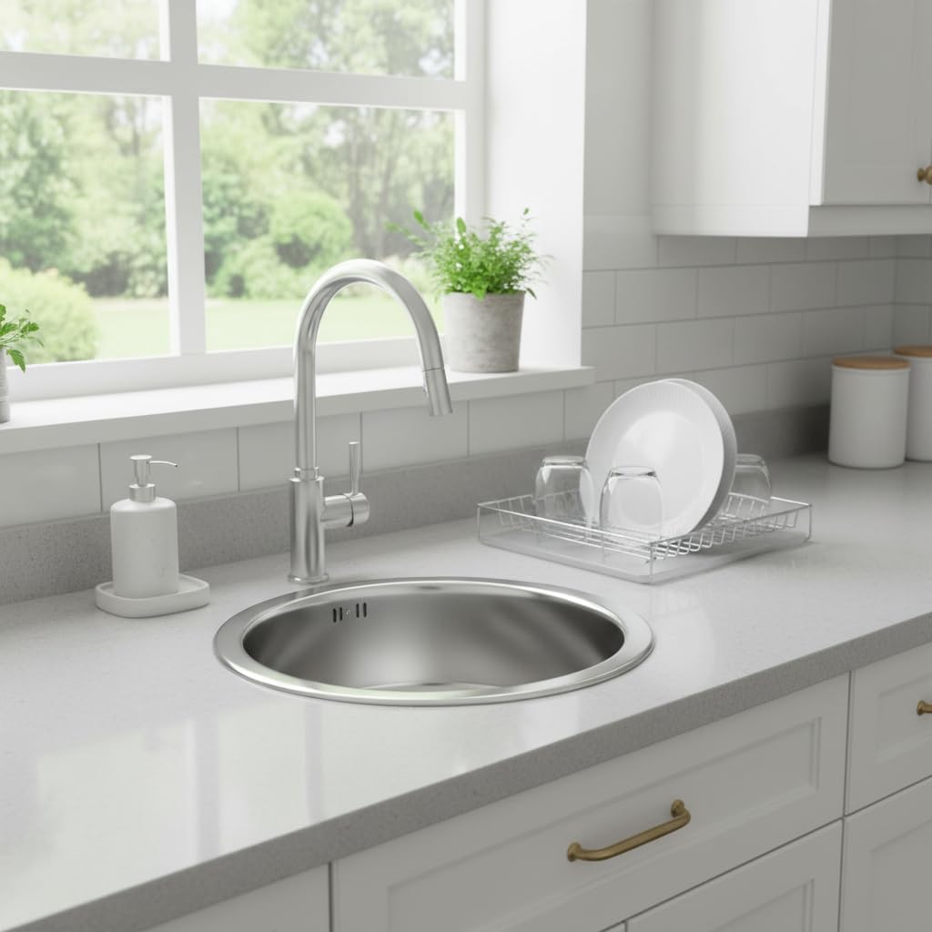 Edesa K2 SE 45 1C Aufsatzwaschbecken, rund, Edelstahl, 1 Spülbecken, Kreis