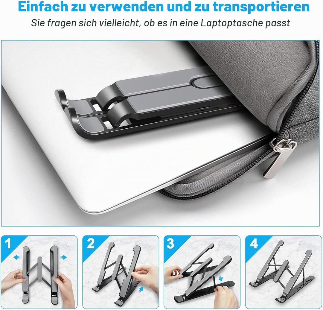 Laptop-Ständer, 8 verstellbare Ebenen, Laptop-Ständer, Silikon, rutschfest, kompatibel mit MacBook,