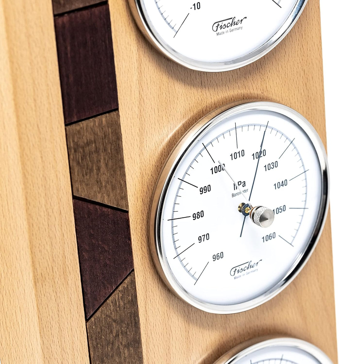 Fischer Wetterstation, Holz, Beech Wood Natural, 30 x 15.5 x 34 cm Buche-Natur, Buche-Natur