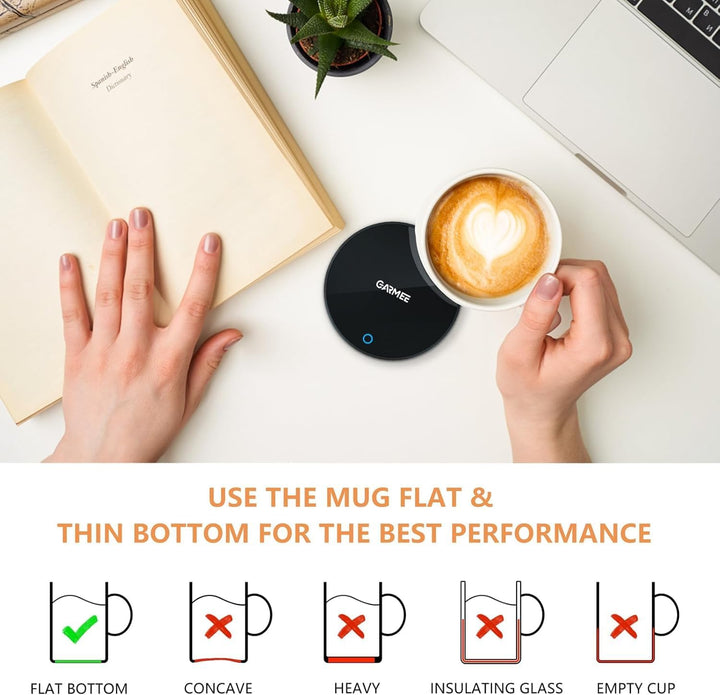 GARMEE Elektrischer Kaffeewärmer kaffetasse warmhaltend - Smart Schreibtisch Tassenwärmer mit 2 Temp