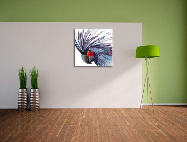 Exotischer Vogel Kunst, Format: 70x70 auf Leinwand, XXL riesige Bilder fertig gerahmt mit Keilrahmen