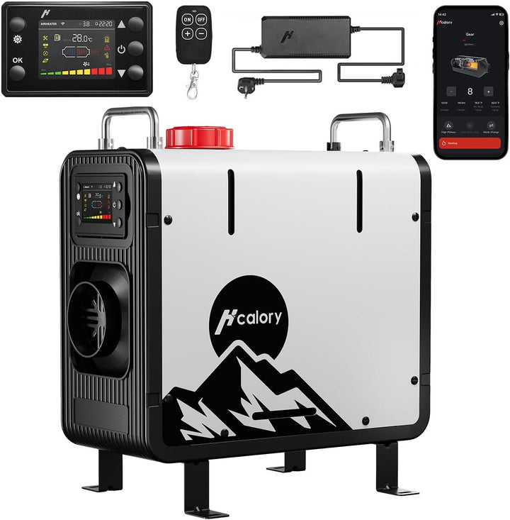 8kW Diesel Standheizung, 12V/24V Diesel Luftheizung 0,12–0,45 L/h, mit APP & 220-240V Adapter,28% hö