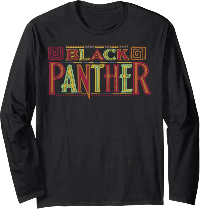 Marvel Black Panther Geometric Text Logo Langarmshirt