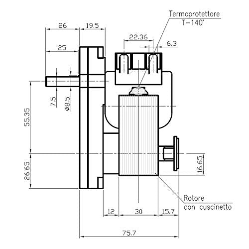Easyricambi Getriebemotor für Pelletofen Kenta K9115005 1,5 U/min Welle 8,5 mm Motor für Pelletlast
