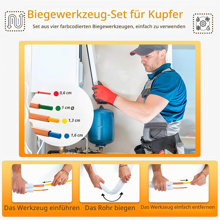 DOJA Barcelona | Rohrbiege Set für Klimaanlagen | 4 Meter | Ø| 1/4"-3/8"-1/2"-5/8" | Rohrbiegesatz f