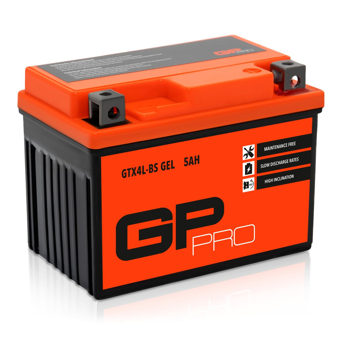 GP-PRO GP-001, 12V GEL 5Ah GEL Motorrad Batterie GTX4L-BS, wartungsfrei versiegelt vorgeladen ähnlic