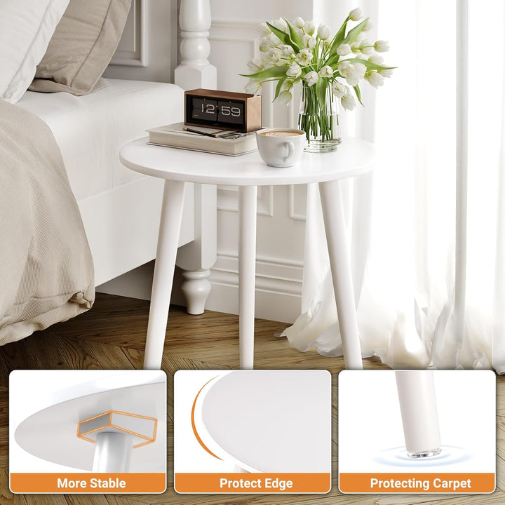 APICIZON Beistelltisch, Couchtisch rund Ø 42 cm, Höhe 51 cm, Sofatisch mit Beinen aus Massivholz, Sk