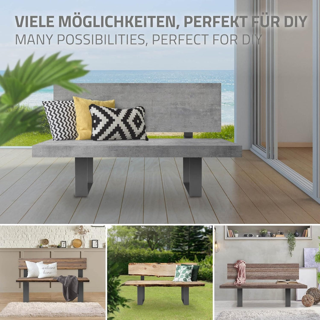 ML-Design 2 Stück Bankbeine aus Stahl massiv 40x78,5cm Anthrazit stabil wetterfest rostfrei Bankgest