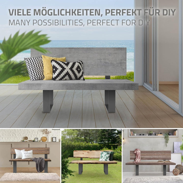 ML-Design 2 Stück Bankbeine aus Stahl massiv 40x78,5cm Anthrazit stabil wetterfest rostfrei Bankgest