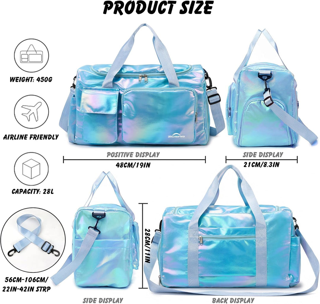 Sporttasche Damen mit Schuhfach und Nassfach, Reisetasche Damen Glitzer Gym Bag saunatasche Reisetas