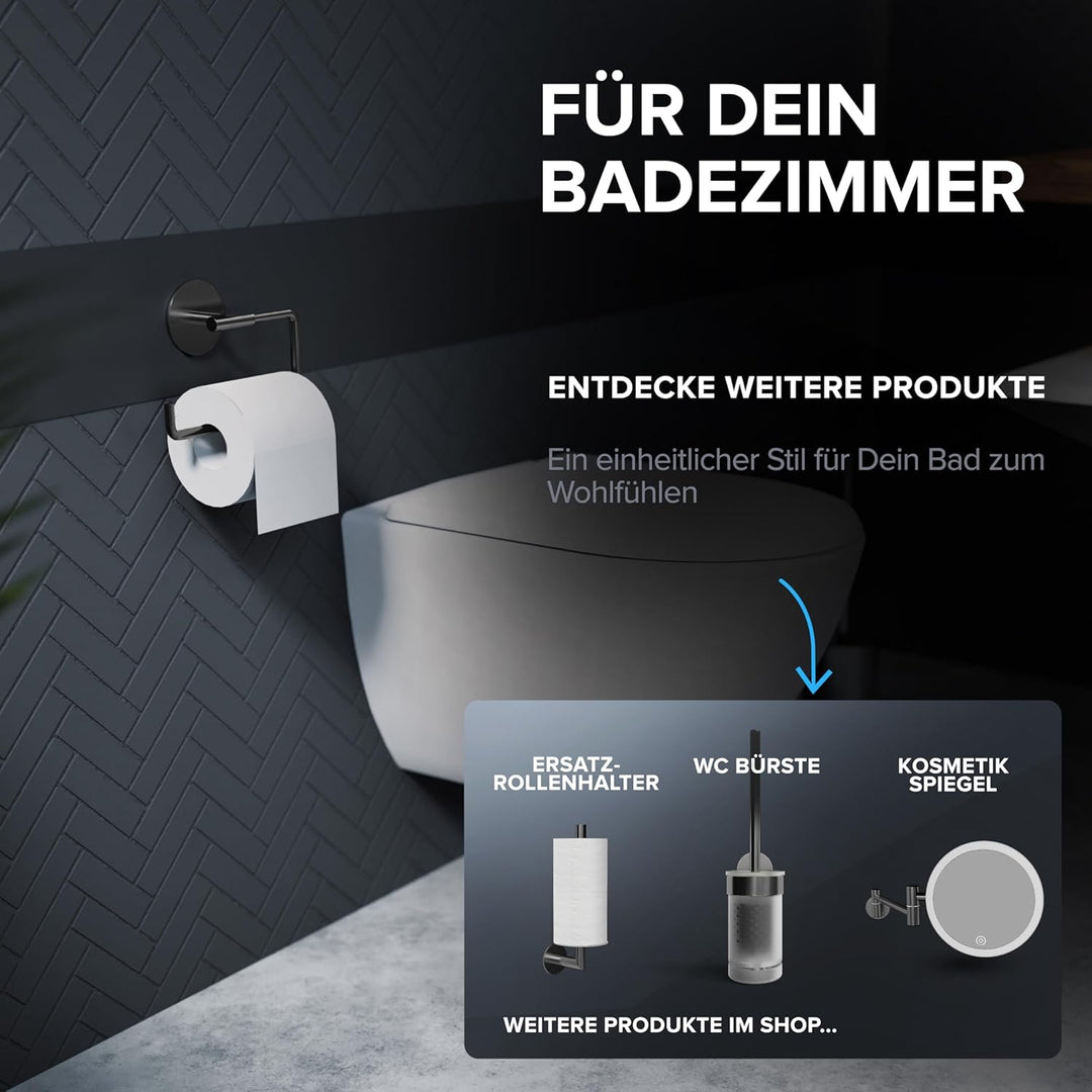 Toilettenpapierhalter Skardstind ohne Bohren Gunmetal | selbstklebend Edelstahl | Klorollenhalter oh
