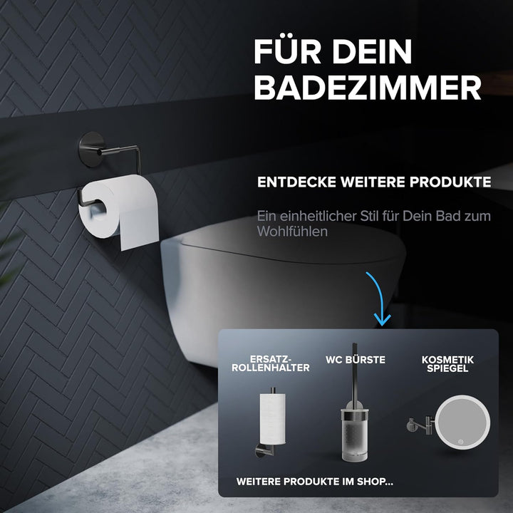 Toilettenpapierhalter Skardstind ohne Bohren Gunmetal | selbstklebend Edelstahl | Klorollenhalter oh