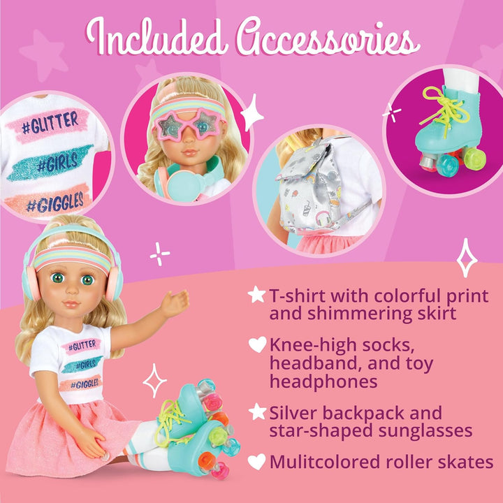 Glitter Girls Deluxe Puppe Sunnie – Bewegliche 36 cm Puppe mit Rollschuhen, Puppenkleidung, Zubehör