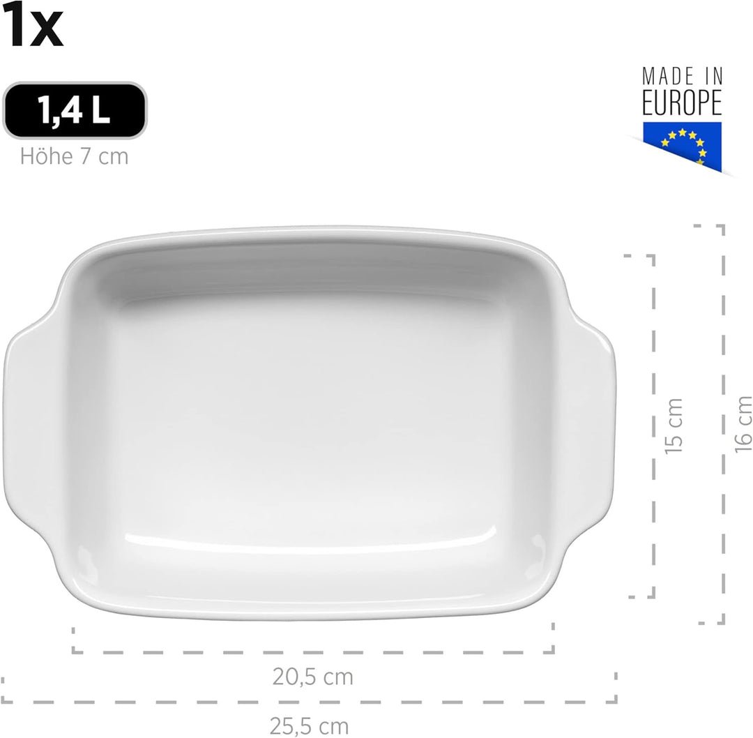 MÄSER 931983 Auflaufformen rechteckig im 2er Set, eckige Ofenformen, ideal auch für Lasagne, kratz-