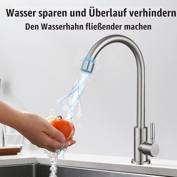 Wasserhahn Kaltwasser 360°Schwenkbar Wasserhahn aus Rostfreiem Stahl Abnehmbar Verdickter Messing Ba
