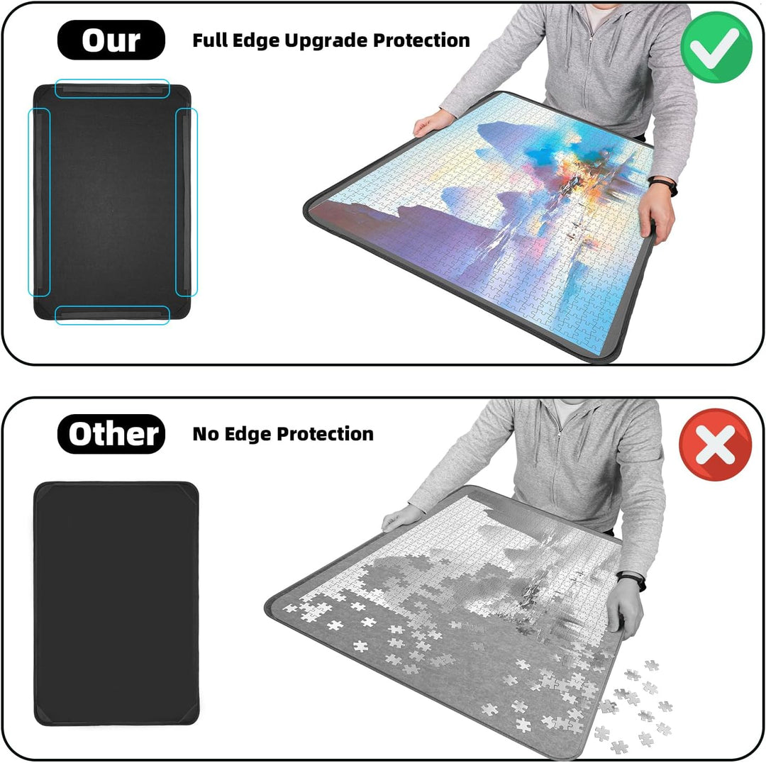 MOZOOSON Puzzlebrett 500 Teile mit 6 Sortierschalen, Tragbare Puzzlematte mit Transparenter Wasserdi