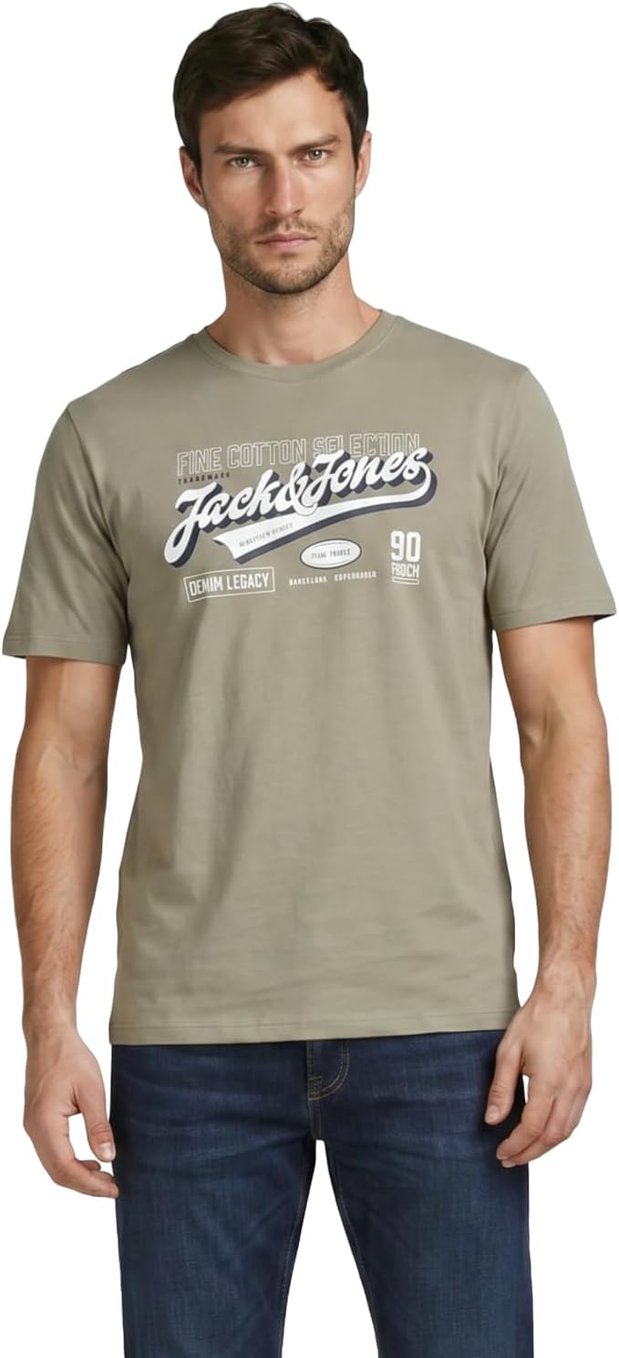 JACK & JONES Herren 5er-Set T-Shirts in verschiedenen Styles, Prints und Farben aus Baumwolle S 5er
